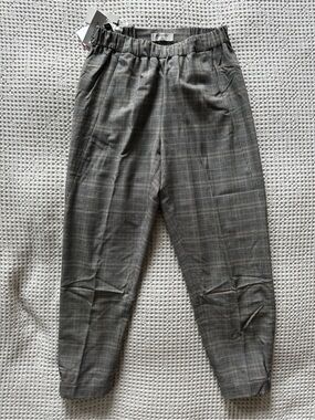 Aritzia Gray Glen Plaid Elastic-Waist Women’s Pants
